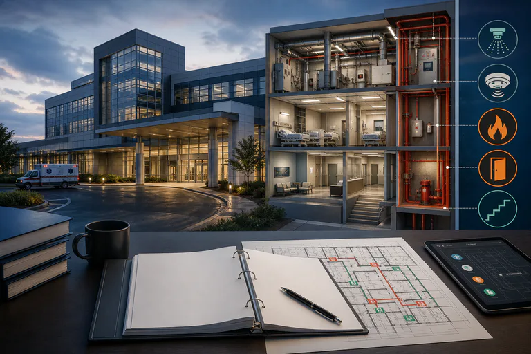 Hospital building and physical-environment systems reviewed with a life safety plan