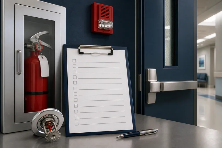 Hospital fire protection equipment, door hardware, and an inspection checklist