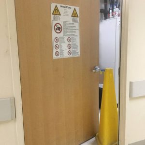 Fire door inspection = door propped open